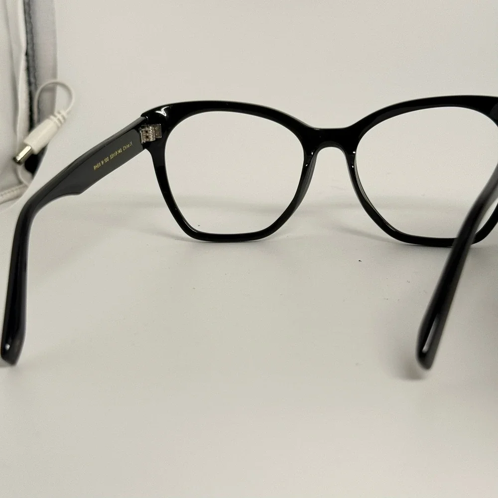 Warby Parker Rhea M 100 Eyeglasses Jet Black Cat Eye Frame 55-17-140 Mens Womens